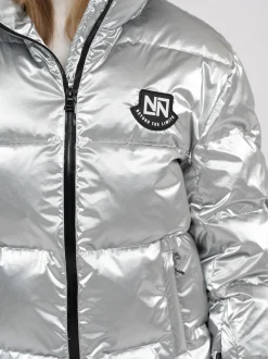 Ski jas met metallic look en hoge kraag