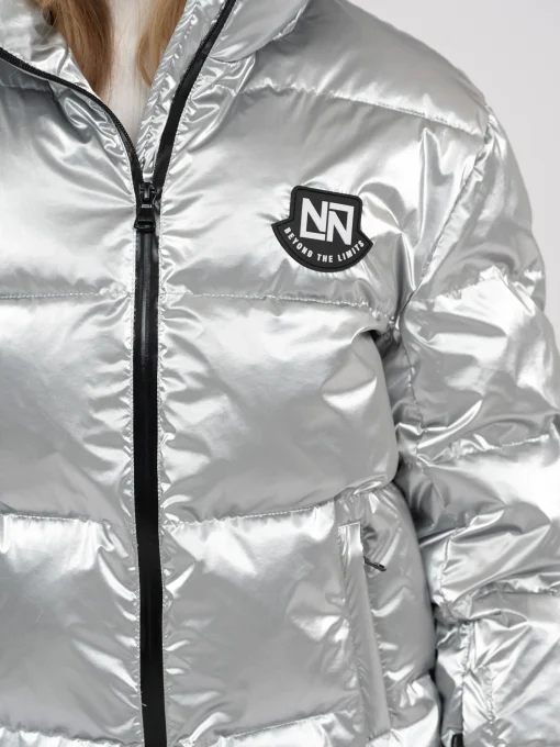 Ski jas met metallic look en hoge kraag