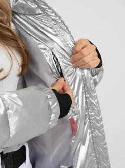 Ski jas met metallic look en hoge kraag