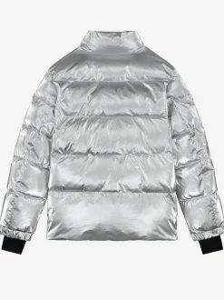 Ski jas met metallic look en hoge kraag