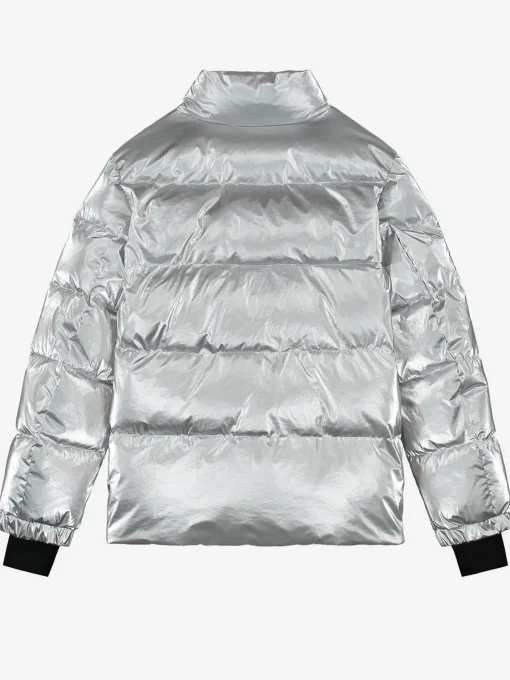 Ski jas met metallic look en hoge kraag