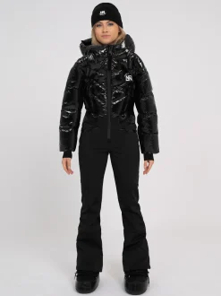 Ski jumpsuit met capuchon en verstelbare taille