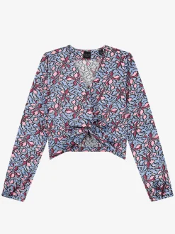 Top met print en knoop detail