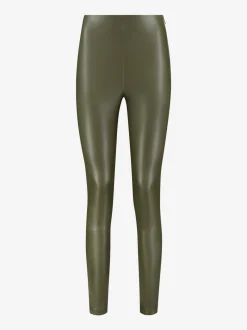 Vegan leren broek met hoge taille