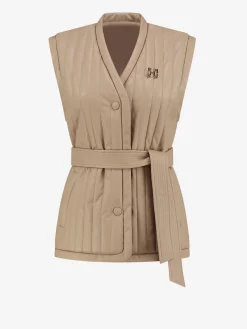 Vegan leren gilet met ceintuur met broche