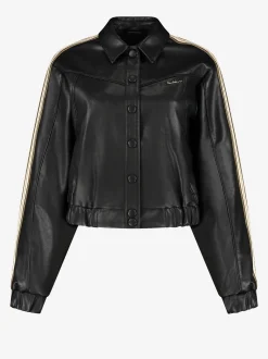 Wijdvallend jack met leren look