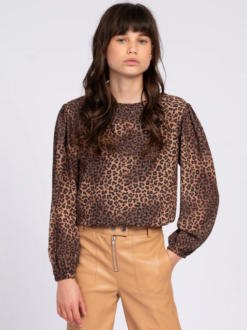 Wijdvallende blouse met panterprint