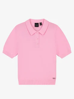 Zachte polo met elastieken taillenband